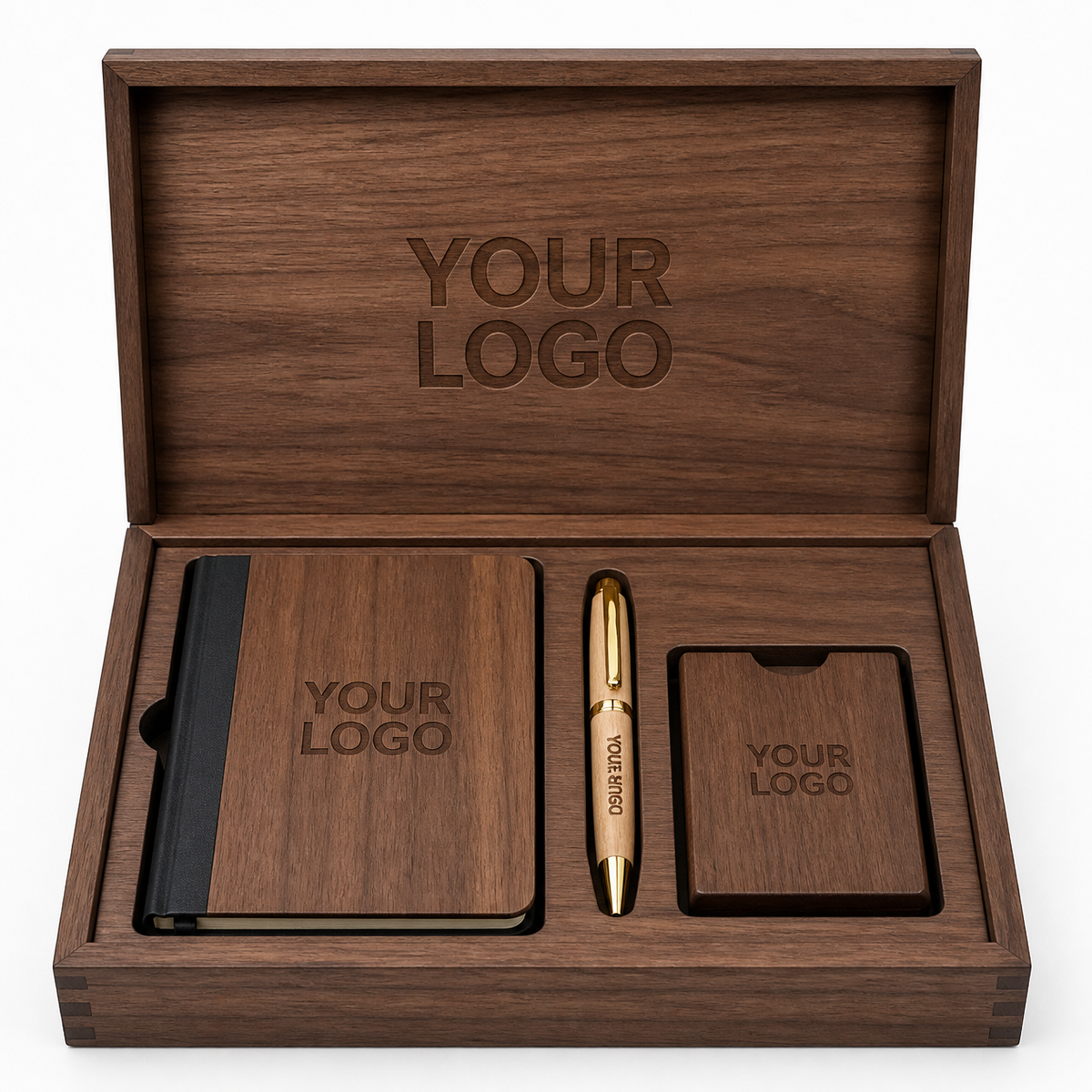 Executive Wooden Gift Box with Engraved Logo