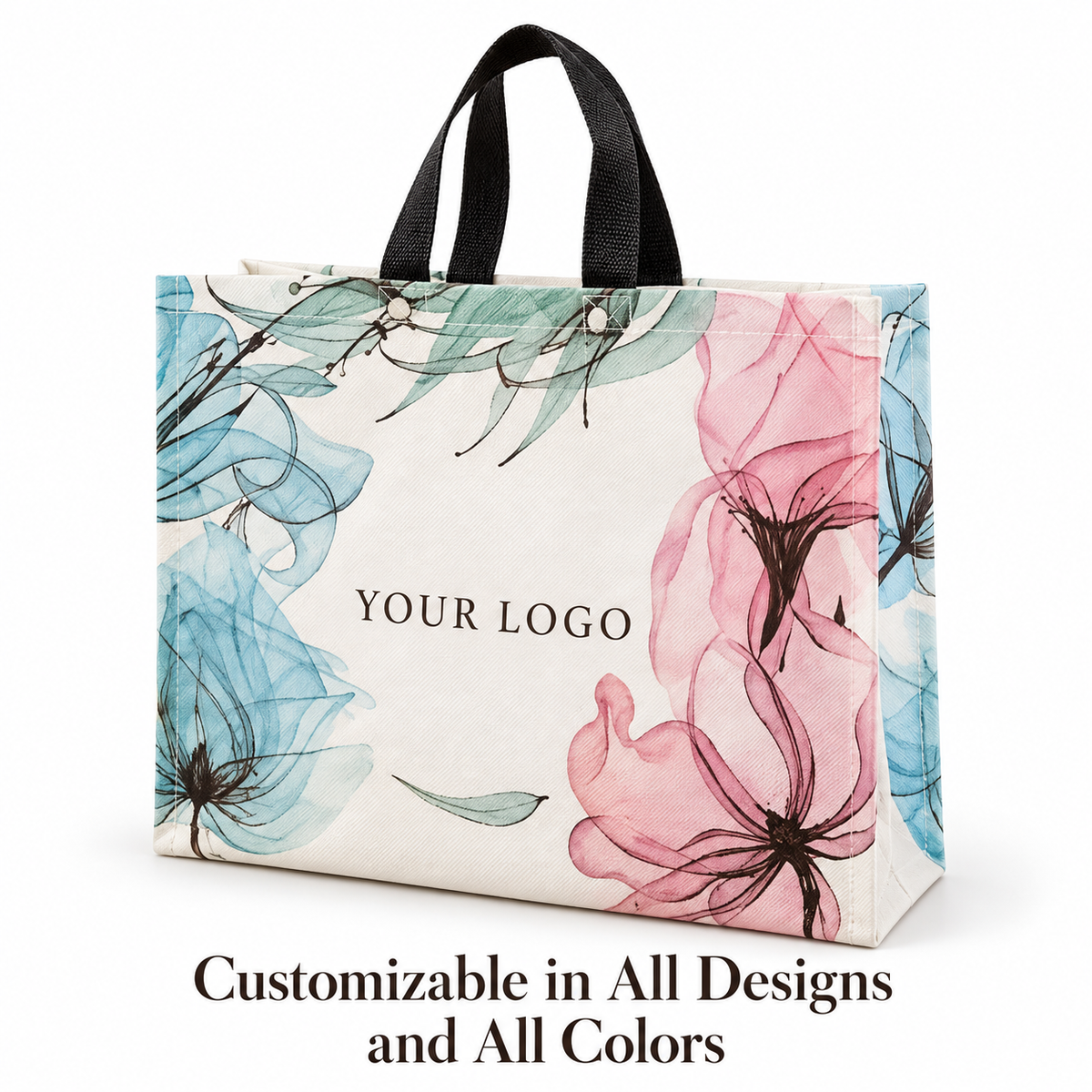 Personalized Floral Goodie Bag | Custom Logo Gift Tote
