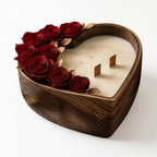 Heart of Roses Wooden Candle