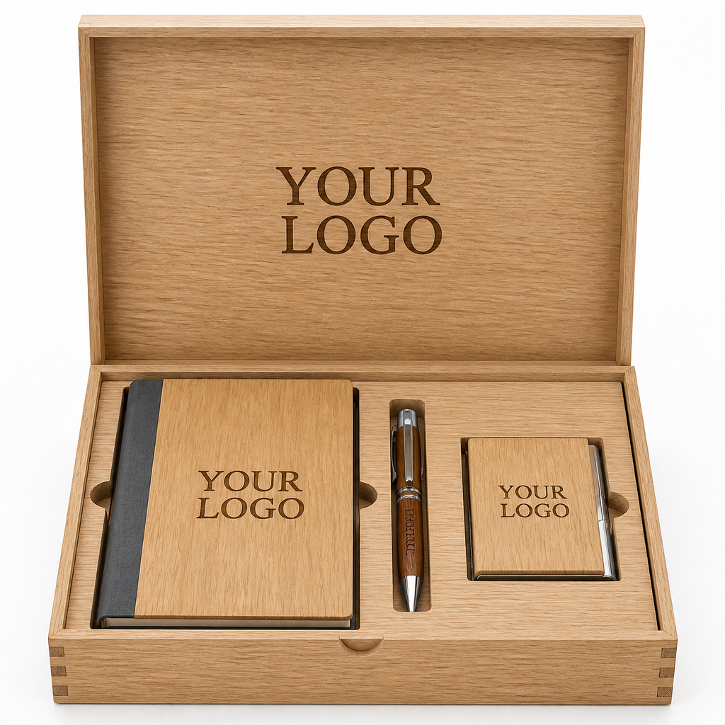 Executive Wooden Gift Box with Engraved Logo